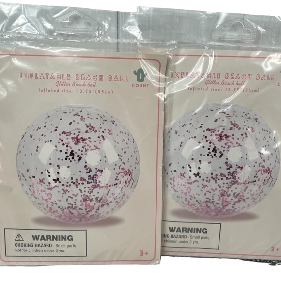 Glitter Inflatable 11” Beach Ball - Lot of 2 - Picture 1 of 5